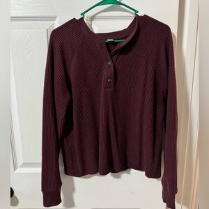 Old Navy Women’s Burgundy Long Sleeve Henley Top